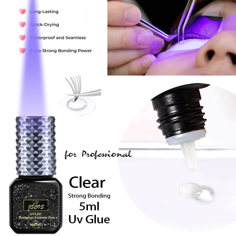 NEW 5ml UV Super Plus Lash Adhesive UV Glue With Black/Transparent Color 1s Quick-Drying Uv Lash Extension Glue 8Weeks Retention