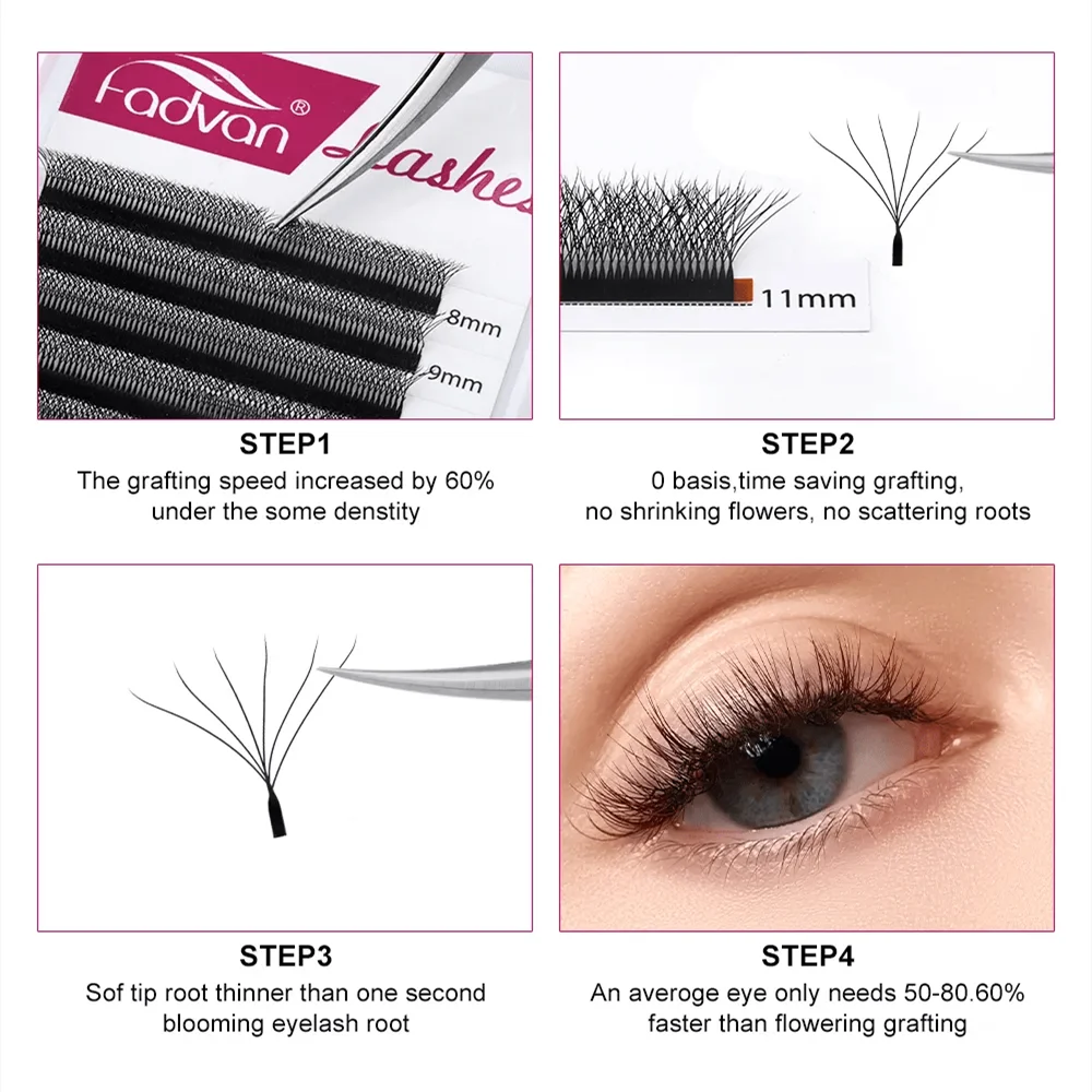 FADVAN New 6D-W Shaped C/D Curl Eyelash Extensions 0.07mm Soft Natural Professional Fake Lash High Quality Faux Mink Lashes