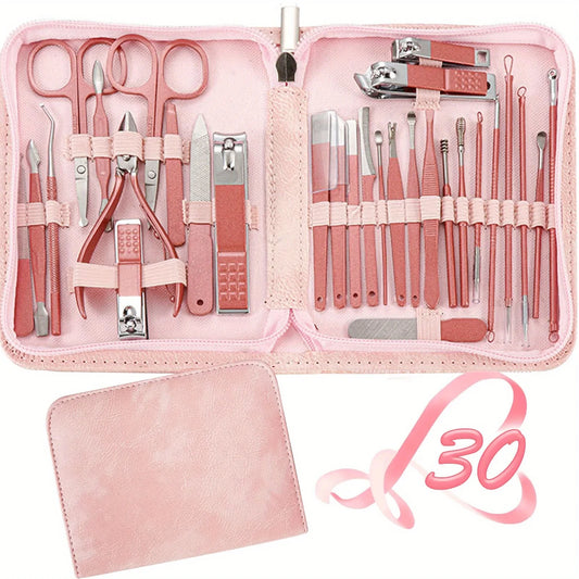 New Manicure Set 30 in 1 Nail Clippers Set Nail Manicure Kit for Women RedFlow Toenail Clippers,Pedicure Kit Pedicure Tools