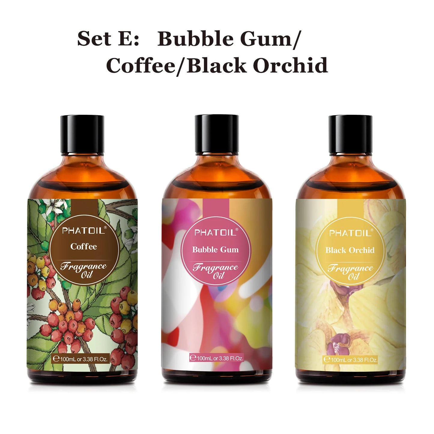 PHATOIL 100ml Fragrance Oil Coconut & Vanilla Bubble Gum Sea Breeze White Musk Aroma Fragrance Oils For Candles Soap Making