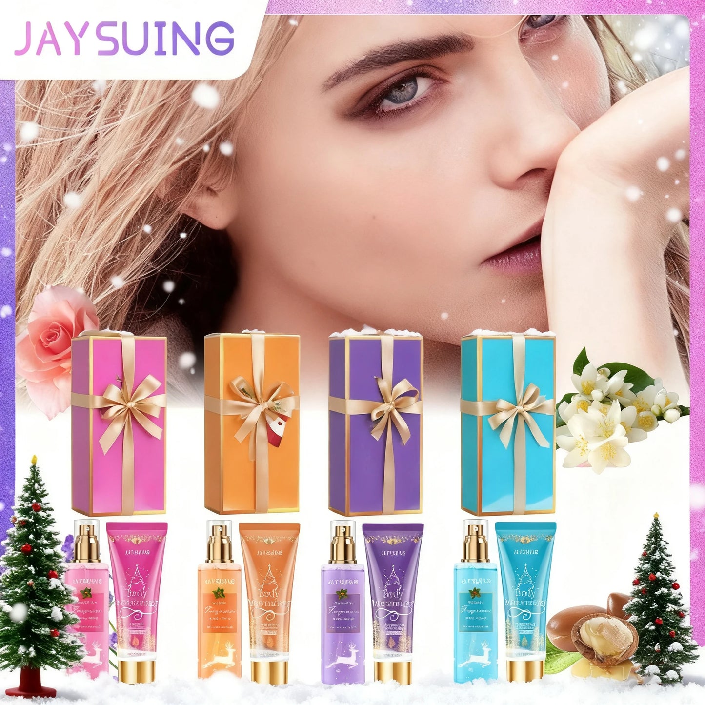 Christmas Gift Set Body Lotion Spray Festive Fragrance Moisturizing brightening Long Lasting Holiday Season Party Luxury Winter