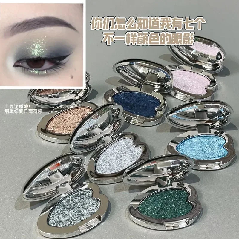 Smoked Green Eyeshadow Metallic Pearlescent Glitter Eye Shadow Chameleon Plate Diamond Brightening Highlight Eye Makeup Cosmetic