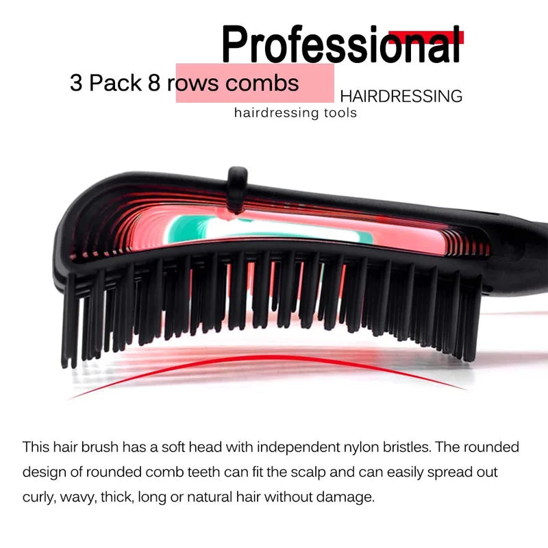 2Pcs/Set Detangling Hair Brush & Silicone Scalp Massager Shampoo Brush Set – Anti-Static Wet/Dry Use Salon for Real Hair & Wigs