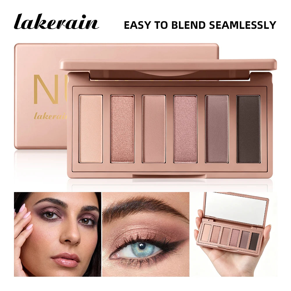 Mini Soft Pink Eyeshadow Palette Long Lasting All-Day Wear Brighten Eyes Matte & Shimmer Shadow Smooth Texture Eyeshadow Palette