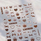 Pink Pudding Cherry Bowknot Heart shaped Star Claw Print Sweet Self Adhesive 5D Nail Art Decoration Sticker Manicure Decal DIY