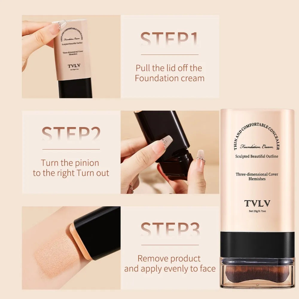 TVLV eraser foundation make-up stick 20g,with brush to brighten skin liquid foundation,non-marking,long-lasting makeup concealer