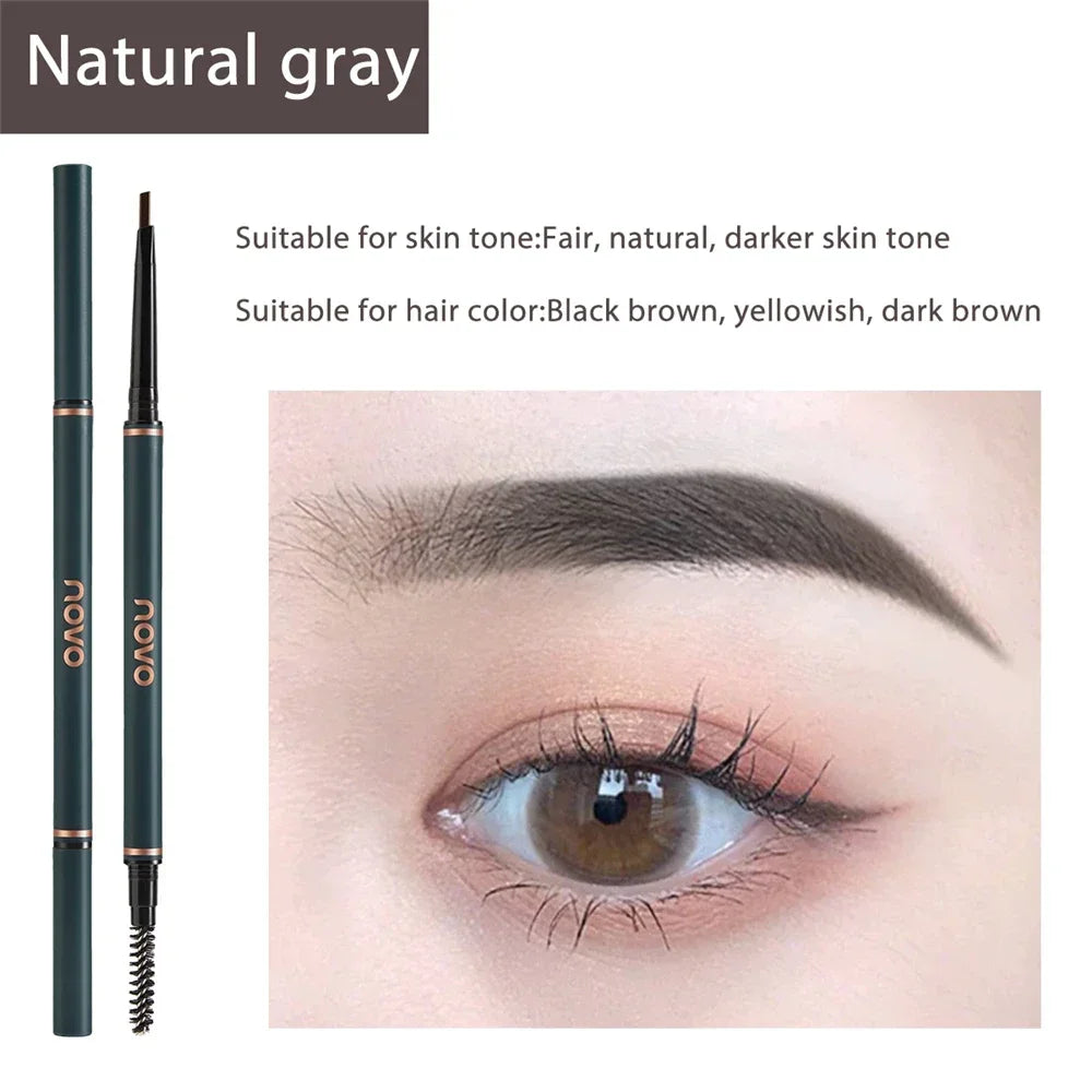 Novo Color Double Eyebrow Pencil with Brush Waterproof Lasting Extremely Slim Sketch Eye Brow Tattoo Pen Eye Makeup Cosmetic