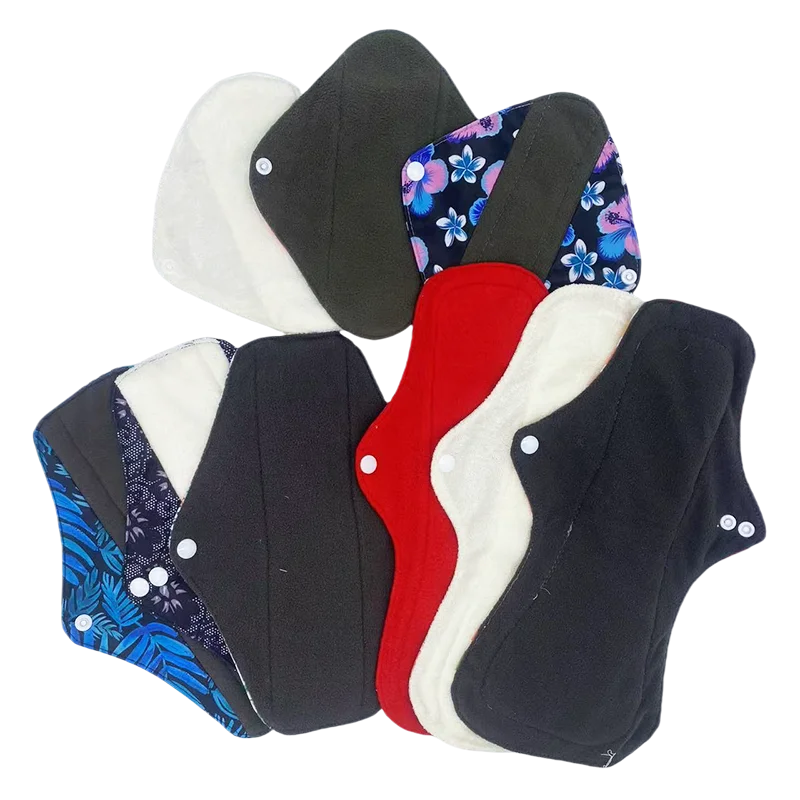 5PCS Small Medium Large Different Period Time Bamboo Reusable Menstrual Pads Washable Sanitary Towels for Lady Women Daily Night