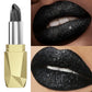 Black 1pc glitter metallic finish lipstick hydrating sparkling highly pigmented lip tints lip Korean makeup gifts lip glaze