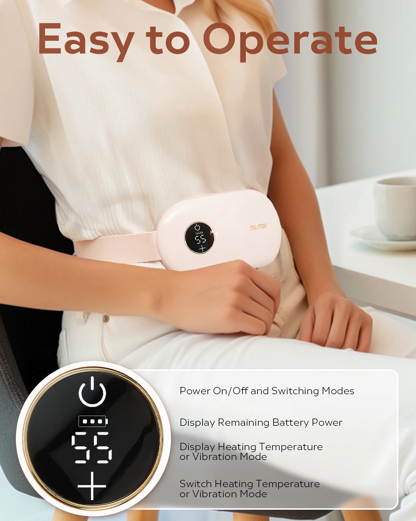IMESA Portable heating pad, heating pad for period cramps, Fast Heating Pad，Wearable Heating Pads for Cramps with 3 Heat