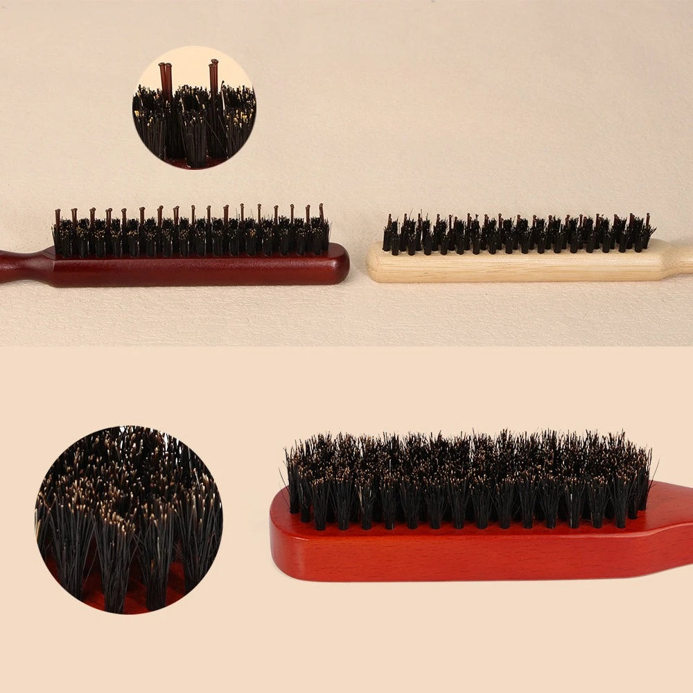 Boar Bristle Hair Brush Set for Men and Women Beard Comb Pomade Brush Hair Teasing Comb Volumizing Styling Tool Salon Home Comb