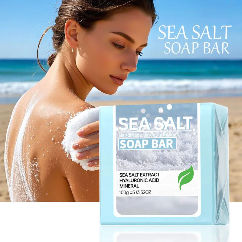 Sea Salt Handmade Essential Oil Soap Hyaluronic Acid Skin Cleansing and Moisturizing Soap Bar Deep Cleansing Bath Mineral Soap