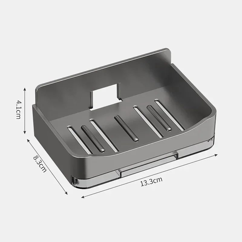 Bathroom Free-Punching Wall Mounted Soap Holder Soap Sponge Holder Organizer Double Drainage Soap Dish Bathroom Accessories