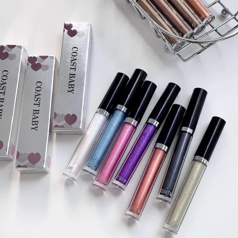 12 Color Pearlescent Liquid Eyeshadow Makeup Natural Smokey Silver Shimmer Diamond Glitter Shadows Waterproof Lasting Eye Makeup