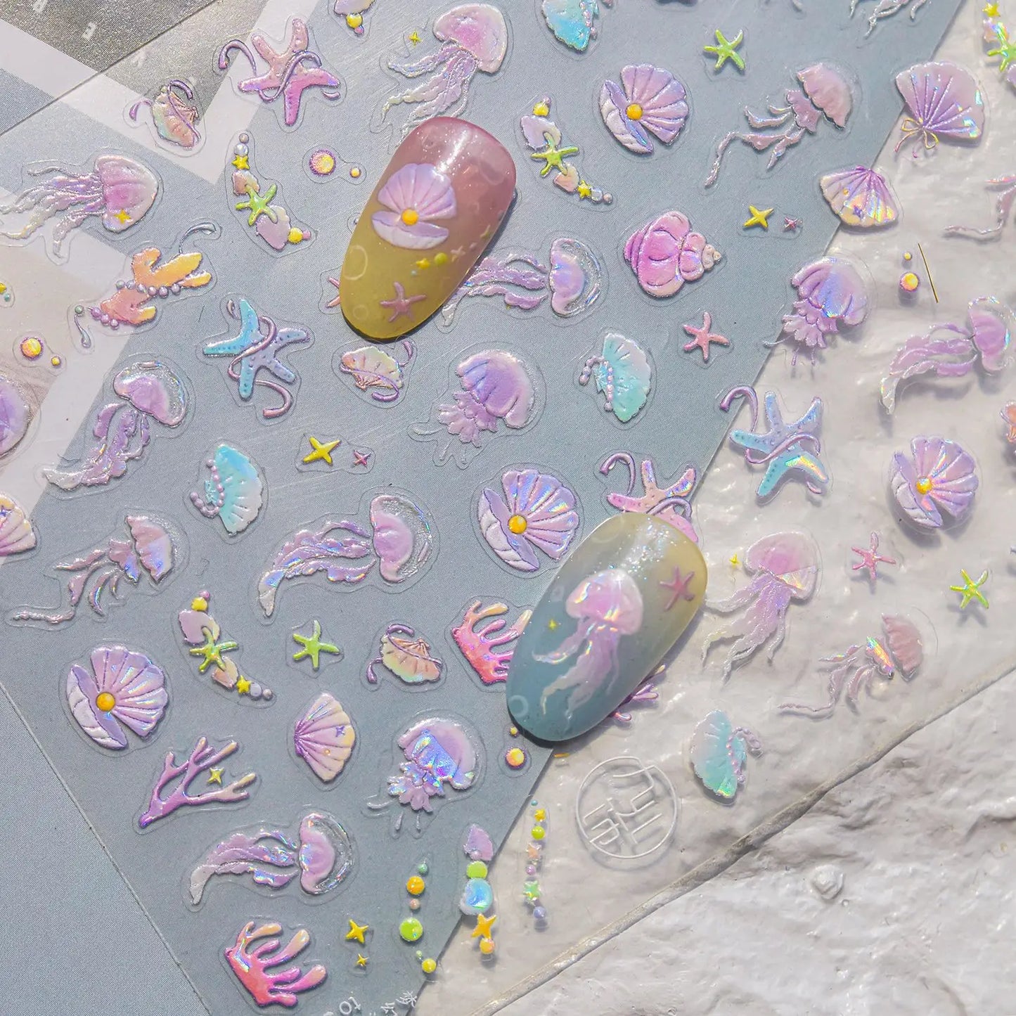 Colorful Water Bubble 5D Nail Art Stickers Goldfish Koi carp Dreamy Polarized Dreamlike Self Adhesive Delicate Manicure Decals
