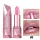 Diamond Nude Rose Pink Lipstick Waterproof Long Lasting Pearlescent Glitter Velvet Lipstick Golden Sparkle Metallic Lips Makeup