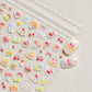Pink Pudding Cherry Bowknot Heart shaped Star Claw Print Sweet Self Adhesive 5D Nail Art Decoration Sticker Manicure Decal DIY
