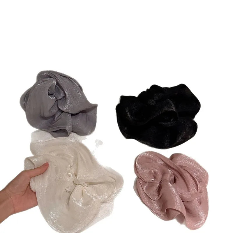 Soft Pleated Chiffon Flower Banana Hair Clips Anti Slip Holder Elegant Hair Barrettes Women Daily Wedding Party Hair Accessories