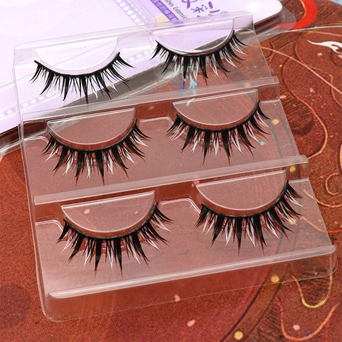 White Feather Lashes Strips Manga Cosplay False Eyelashes Full Srip Cluster Lashes Extensions Halloween Christmas Party Makeup