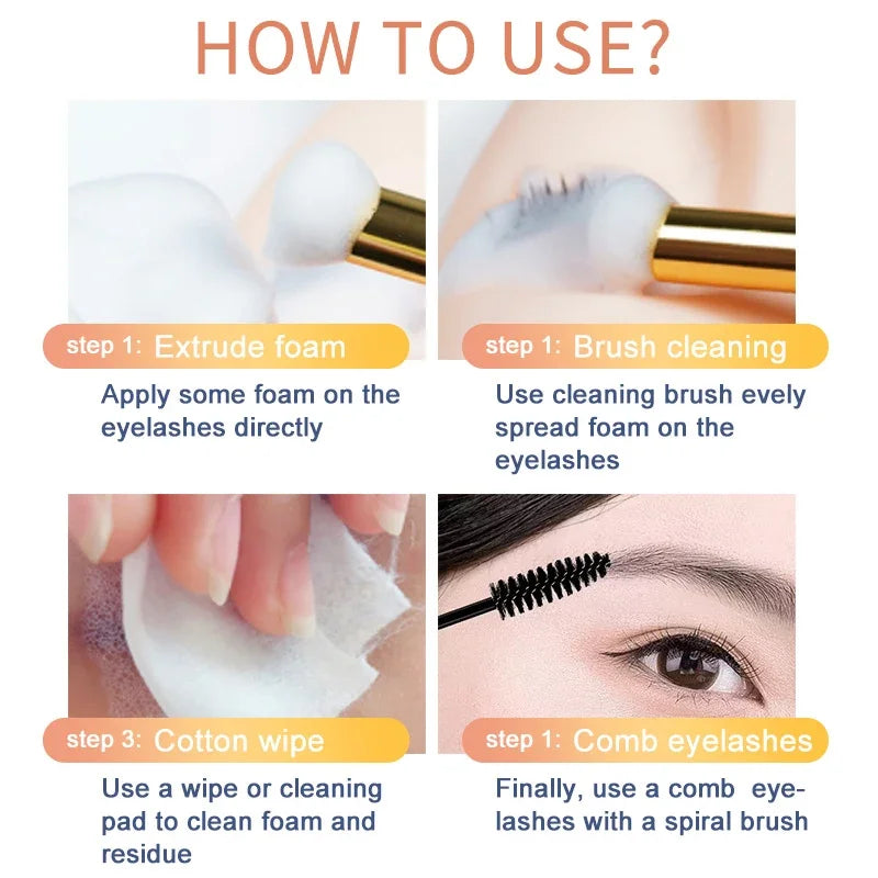 CNKESS Wholesale 60ML Private Label Natural Oil Free Eyelash Foam Eyelash Extension Lash Bath Lash Foam Shampoo Cleanser