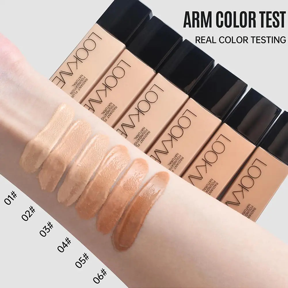 LOOKAVE Liquid Foundation Long Lasting Full Coverage Matte Cream CC Foundation Makeup Concealer Natural Liquid Base Moisturizing