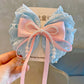 1PC New Pink Sweet Lace Cotton Bow Women's Pearl tassel Hairpin Sensation Top Clip Float Hair Accessories Headwear