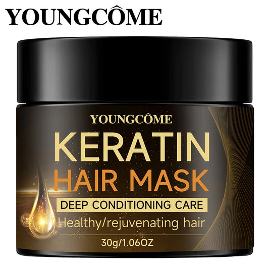  YOUNGCOME Keratin Hair Mask Moisturizer Conditioner Soft Smooth Frizz Damaged Hair Care Repair Hair Restore Shine Hair Mask