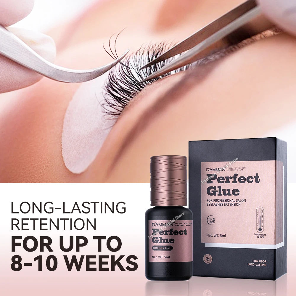 Damman Lash Gule for Eyelash Extension Low Stimulation Lash Extension Glue Professional Eyelash Glue Retention time 8-10 Weeks
