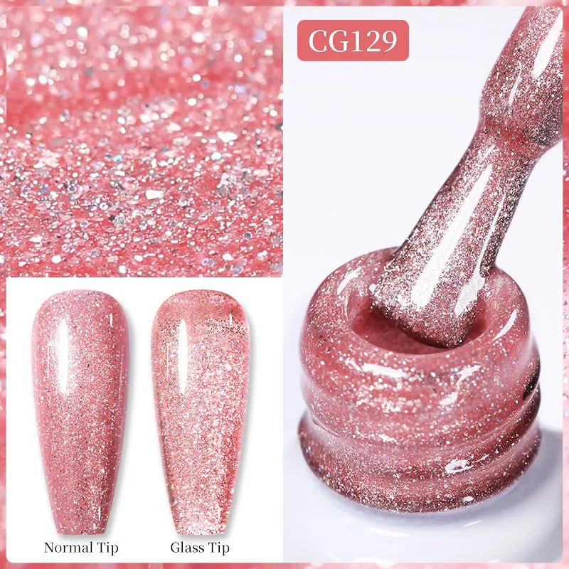 BORN PRETTY 10ml Sparkling Glitter Reflective Gel Nail Polish Sparkly Holo Shiny Pink Silver Black Gel Nail Art Salon Varnish