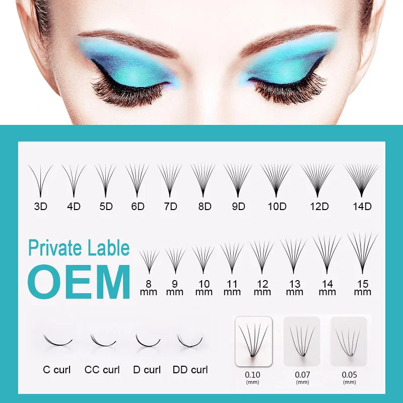 Bulk Lashes Pre Made Fan Short Stem 500 Fans Russian Volume Lashes Premade Fans Volume Lash Individual Eyelash Extension