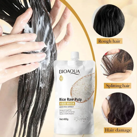 Rice Puree Hair Mask, Penetrates the Hair Core, Replenishes Hair Nutrients, Repairs Damaged Cuticles, Improves Dry, Split Ends, Frizzy Hair, and Other Damaged Hair Types Soft and Supple Hair, Hair Care