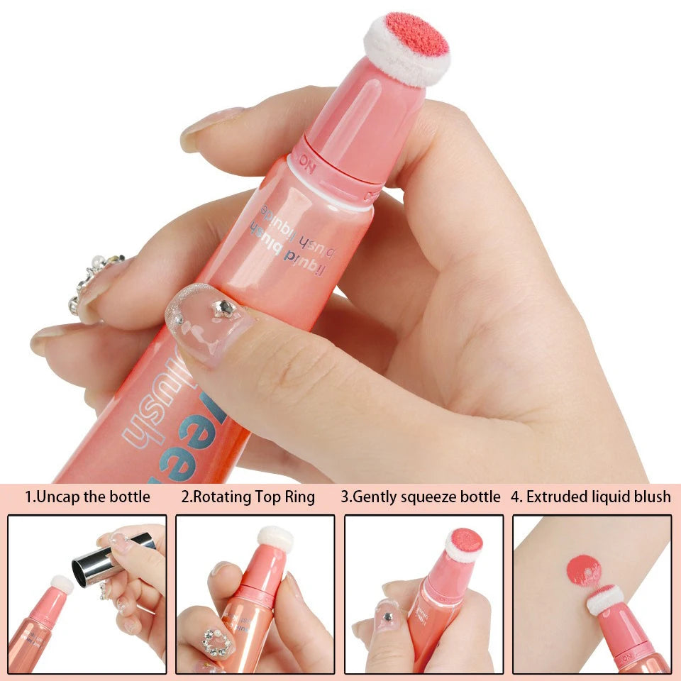 Liquid Blush Velvet Matte Natural Cream Multi-use Cheek Eye Tint Peach Blush Soft Applicator Makeup Monochrome Face Blush Stick