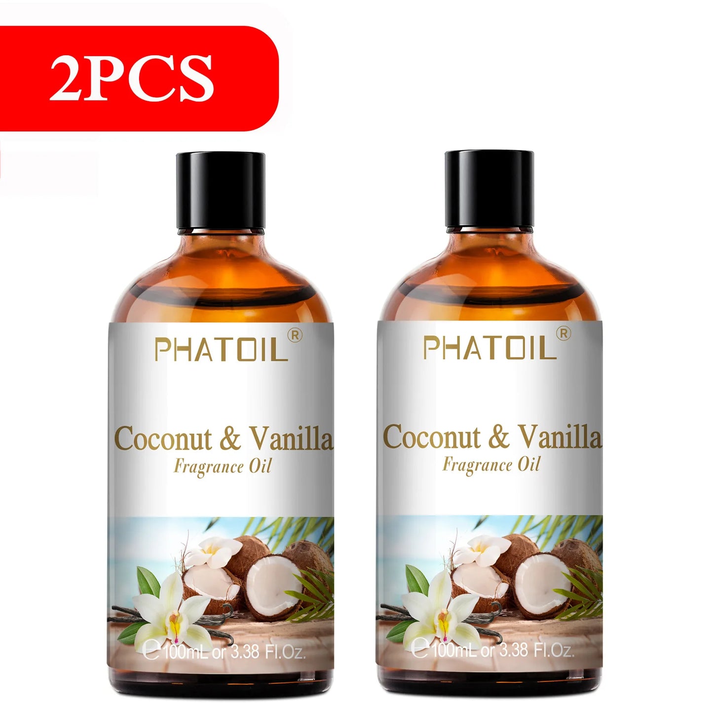PHATOIL 100ml Sweet Fruity Fragrance Oil for Diffuser Candles Making -Coconut & Vanilla Strawberry Lemon Peach Pear Aroma Oil