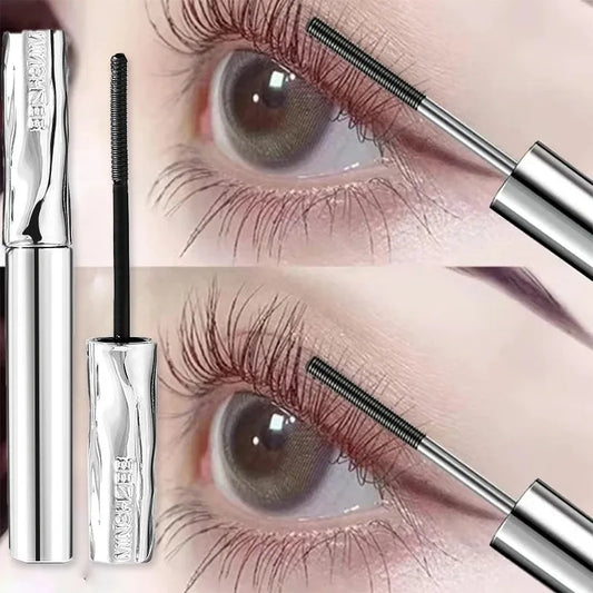 Steel Tube Mascara-Special Spiral Brush Waterproof Long Lasting Silk Fiber Mascara Keep Each Eyelash Curled for Long Time Makeup