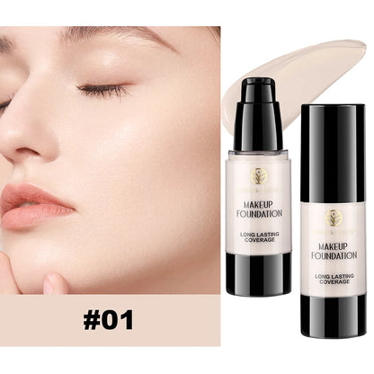 Long-Lasting Waterproof Liquid Foundation with Oil Control & Moisturizing, High Coverage Sweat-Resistant Concealer for Women,