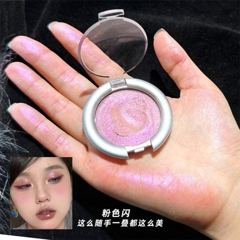 Metallic Glitter Blue Eye Shadow Cream Monochrome Eyeshadow Palette Pearlescent Polarized Brightening Silkworm Highlighter Cream