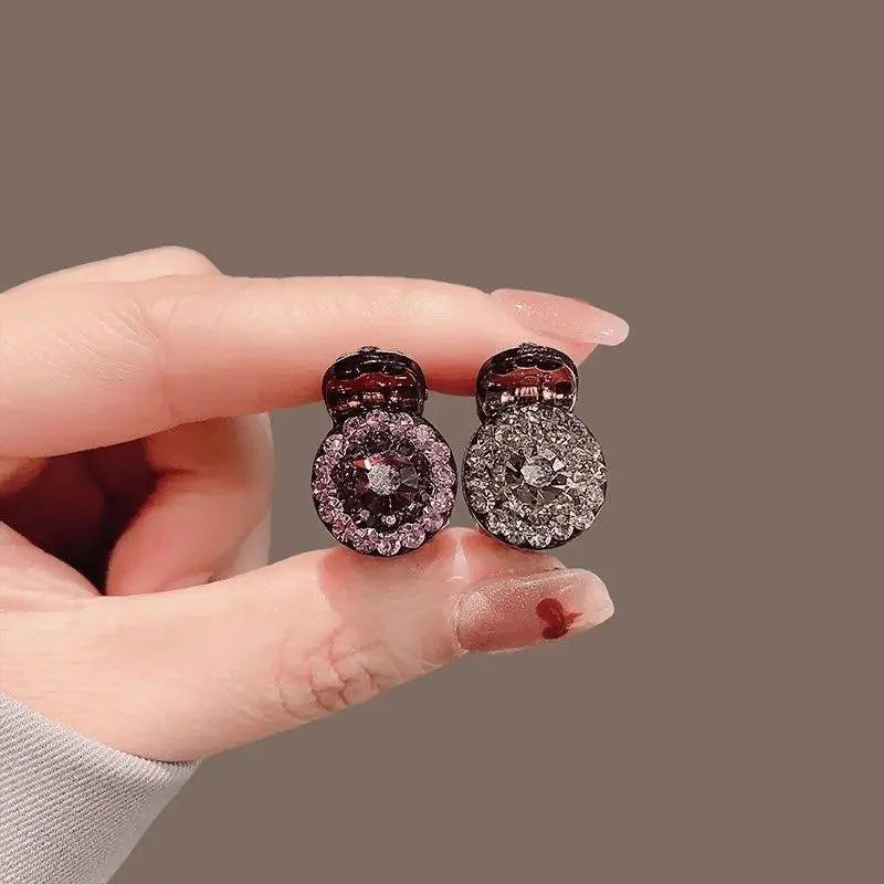 2/4pcs Mini Round Rhinestone Hair Claw Retro Zircon Women Girls Claw Clip Small Hairpins Hair Crabs Girls Hair Accessories ﻿