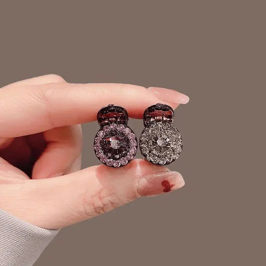 2/4pcs Mini Round Rhinestone Hair Claw Retro Zircon Women Girls Claw Clip Small Hairpins Hair Crabs Girls Hair Accessories ﻿