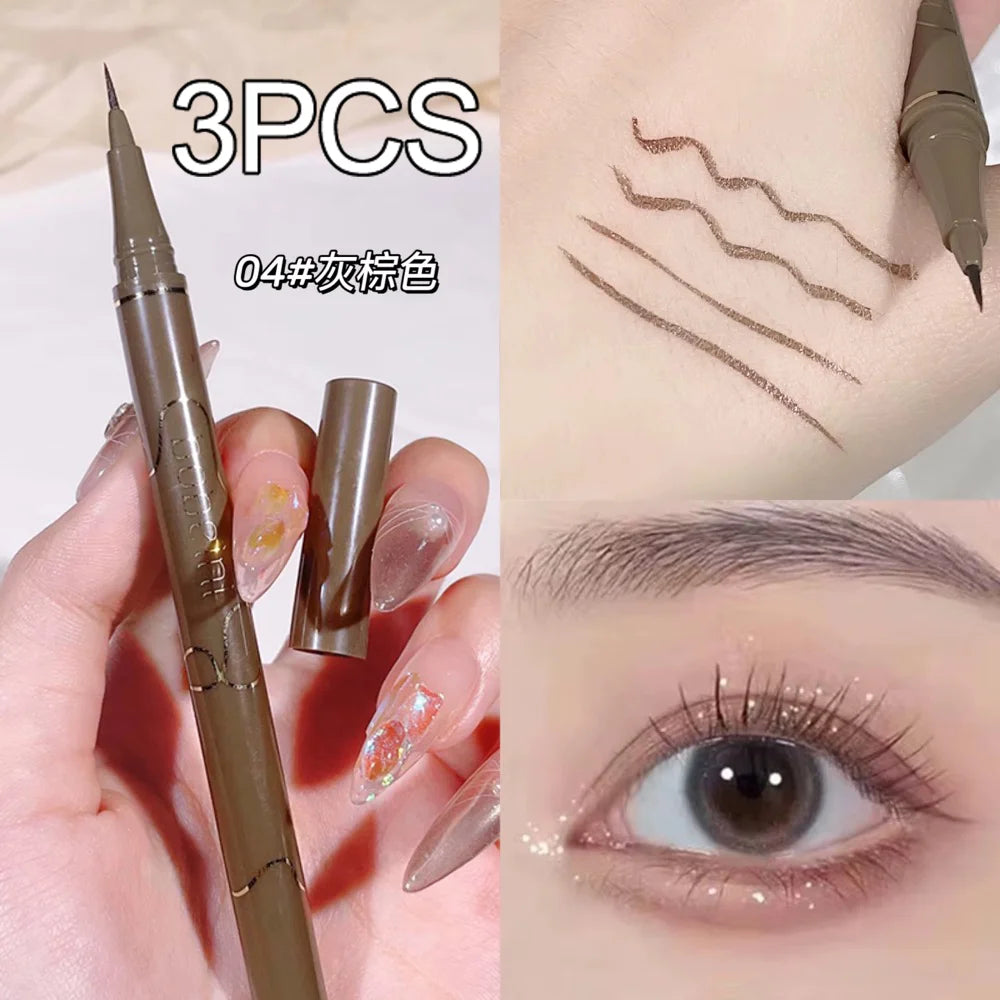 Slim eyeliner is waterproof, sweat-proof, long-lasting and non-smudged. Newbie brown eyeliner liquid pen