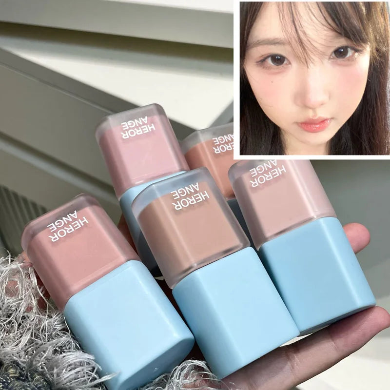 Low Saturation Matte Peach Pink Liquid Blush Nude Coffee Brown Blusher Easy To Apply Face Cheek Tint Natural Rouge Korean Makeup