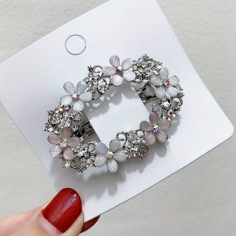 1Pc Retro Carved Rhinestone Hair Clip with Elegant Luxurious Design,retro Exquisite Design,highquality Texture,stable Grip
