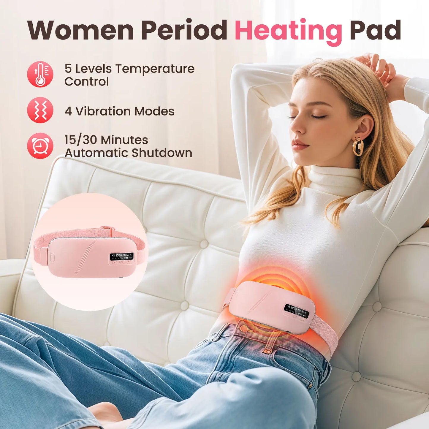 Portable Heating Pad Menstrual Heating Massager Belt Abdominal Belt Period Relief Thermal Massager Belly Warm Palace Belt