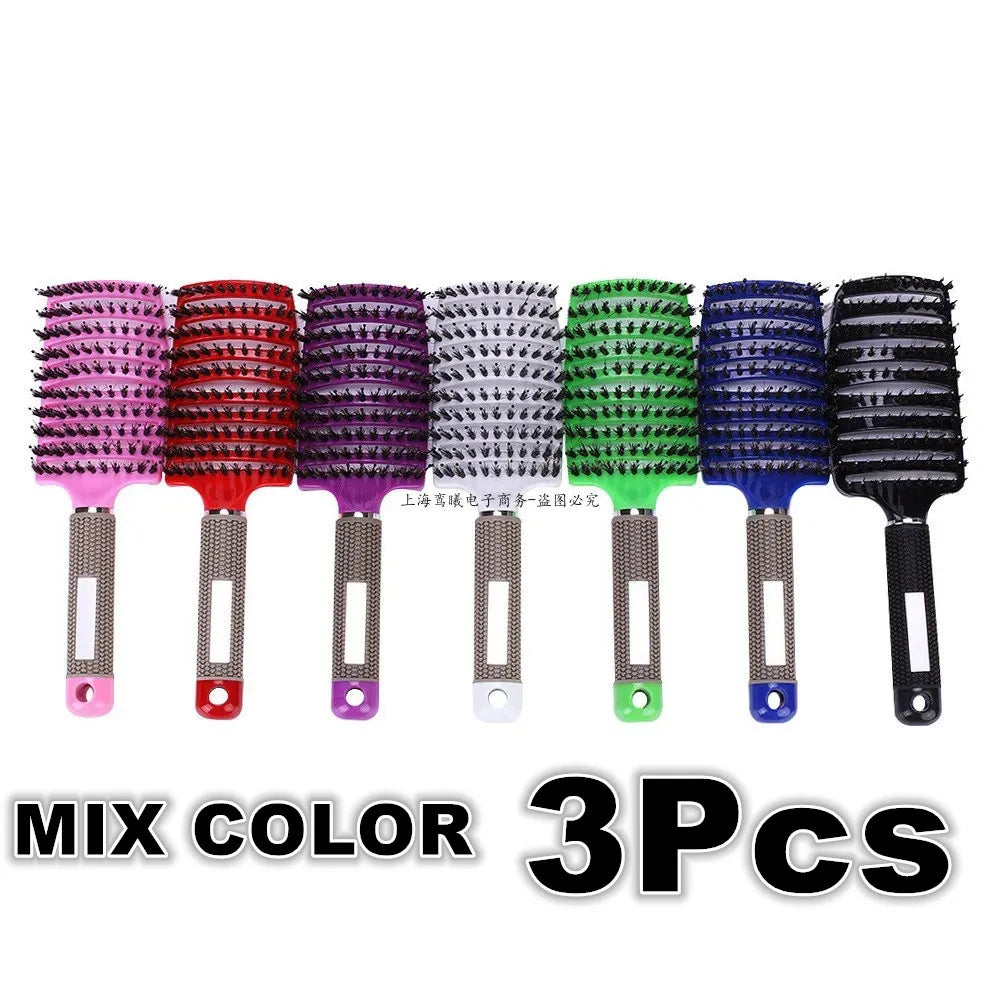 3PCS /set Women's Anti-Knot Nylon Bristle Hairbrush Detangler Scalp Massage Tangle Teaser Hair Comb for Hair Care