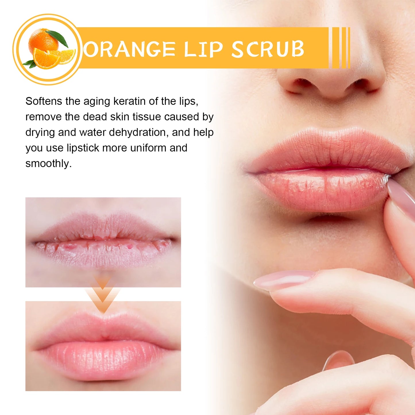 Strawberry Lip Scrub Gentle Repair Chapped Lips Deep Moisturizing Nourishing Improve Dryness Honey Orange Lip Care Exfoliator
