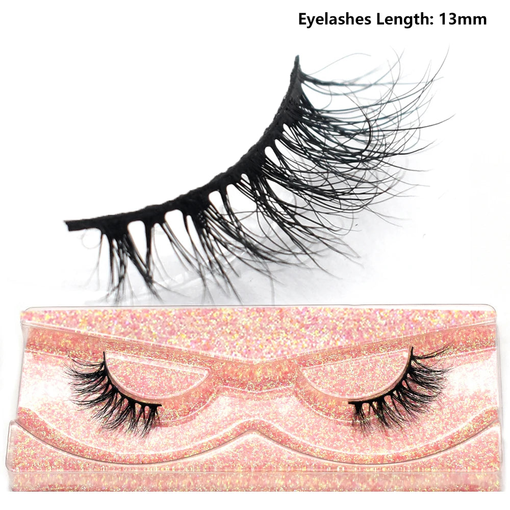Half Eye Lashes Natural 3D Mink Short False Eyelashes Fluffy Wispy Cross Strip Fake Lashes Soft Half Eyelashes Extension Makeup
