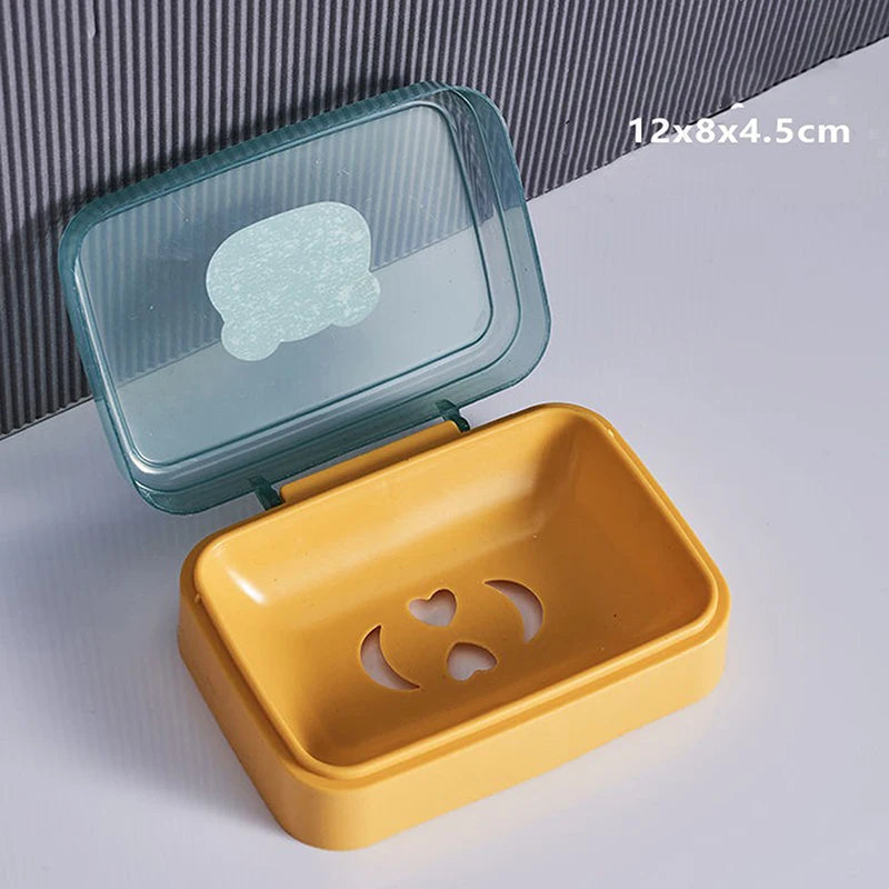 1PC Circular Soap Box Creative PP Waterproof Sealed Portable Soap Box Cover Drainage Soap Rack Supplies