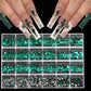 1 box of multi -shaped 3D nail diamond kits -24 AB crystal gem grids, flat -bottom nail art accessories multi -style nail suppli