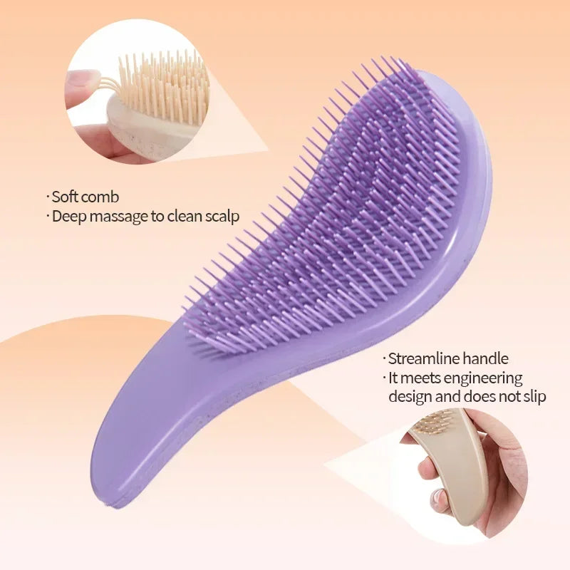 1pcs Detangling Magic Hairbrush Gentle Scalp Massage Comb Soft Anti-static Grooming Smooth Hair Brush Salon Hair Styling Tools