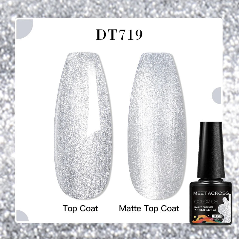 MEET ACROSS 160 Colors 7.3ml Gel Nail Polish Vernis Glitter Sparkly Semi Permanent Soak Off LED UV Gel Varnish Nail Art Manicure