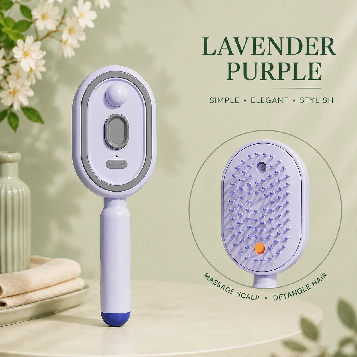 Magic Detangling Hair Brush Anti Frizz Electric Spray Air Cushion Self Cleaning Rechargeable Red Light Hair Detangler for Women